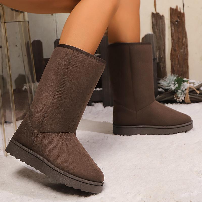 Fashion Women's Faux Suede Winter Warm Mid-Calf Boots Plus Size Thicken Plush Snow Boots Woman Thick Sole Non Slip Platform Casual Shoes