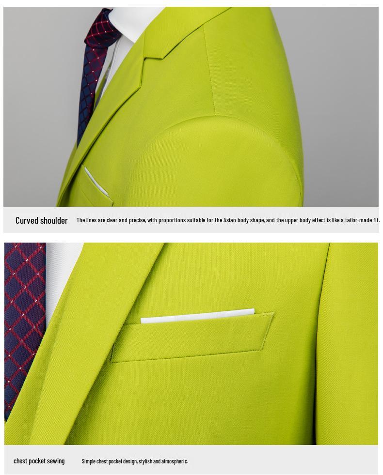 Herren 2024 Einfarbig Zweiknopf Dreiteiler Hochzeits Smoking Business Casual Set