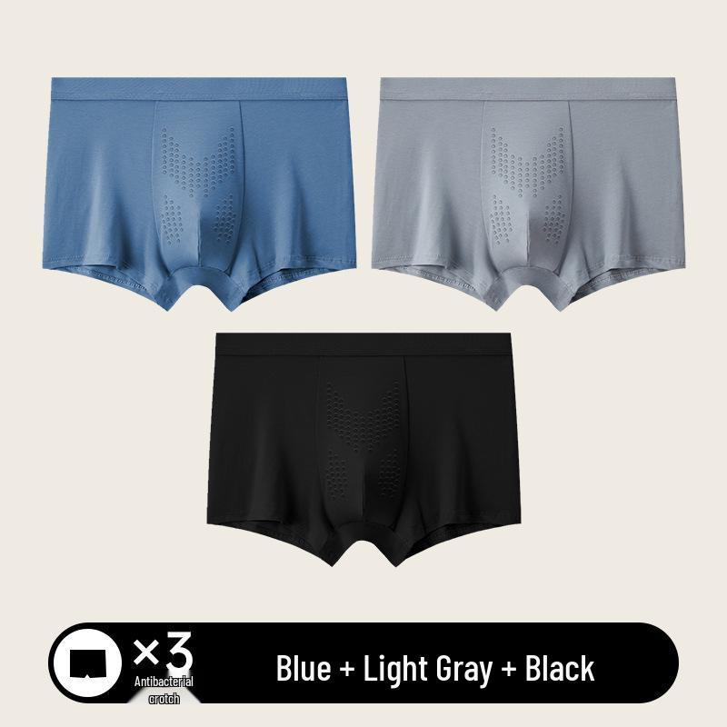 Men's Oyster Antibacterial Breathable Knitted Mid-Waist Massage Underwear.
