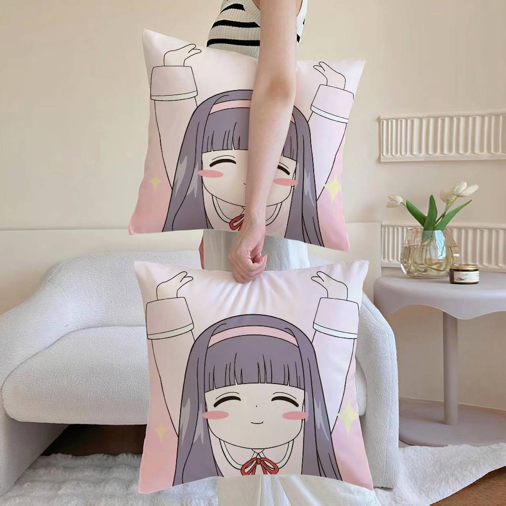 C-Cardcaptor AnimeS-Sakura Pillow Case Sofa and Living Room Decorative Cushion Covers Dust-proof and Mite-proof Invisible Zipper