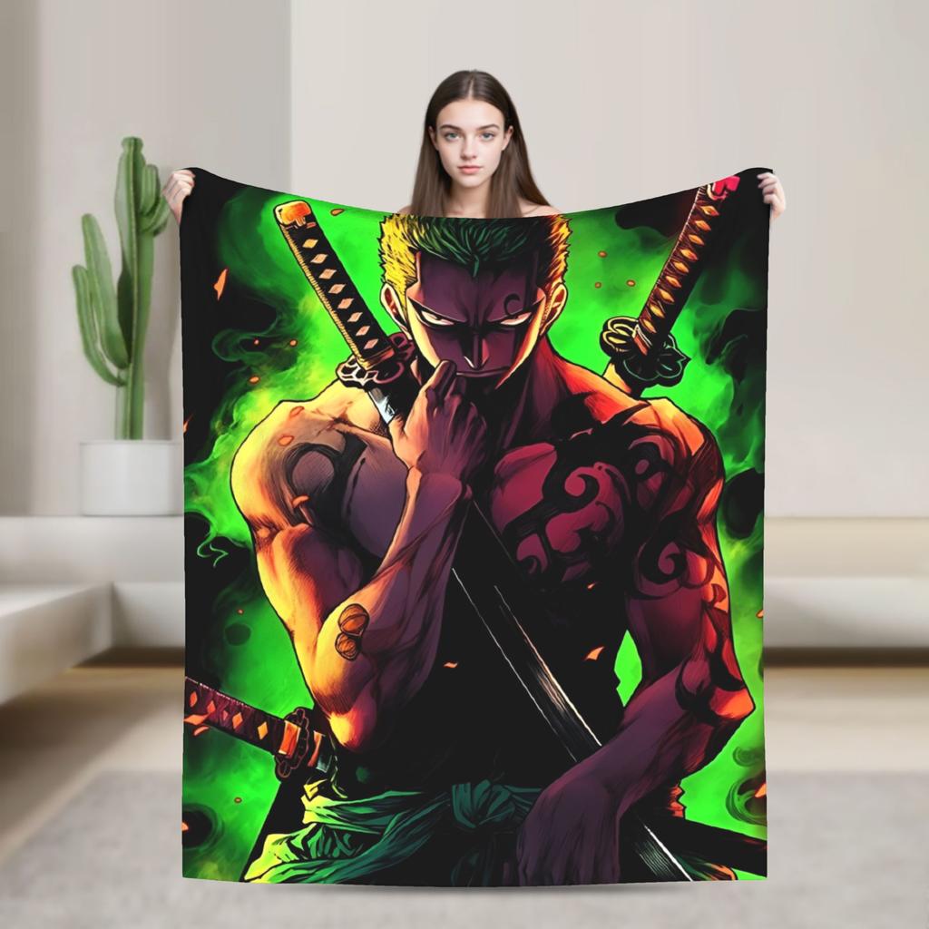 One Roronoa Zoro P-Pieces Blanket  Decorative Flannel Throw Blanket For Couch Bed Super Soft Custom Quality Bedspread Gift