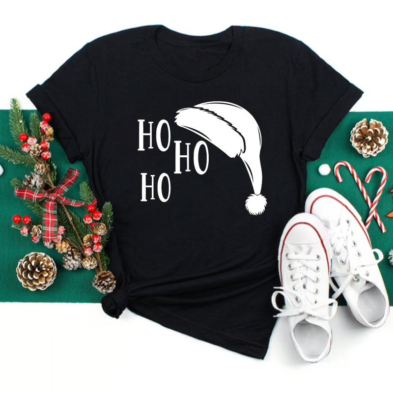 Women's Christmas Collection Printed Plus Size Trendy Letter Pure Cotton Short Sleeved T-Shirts Women’s