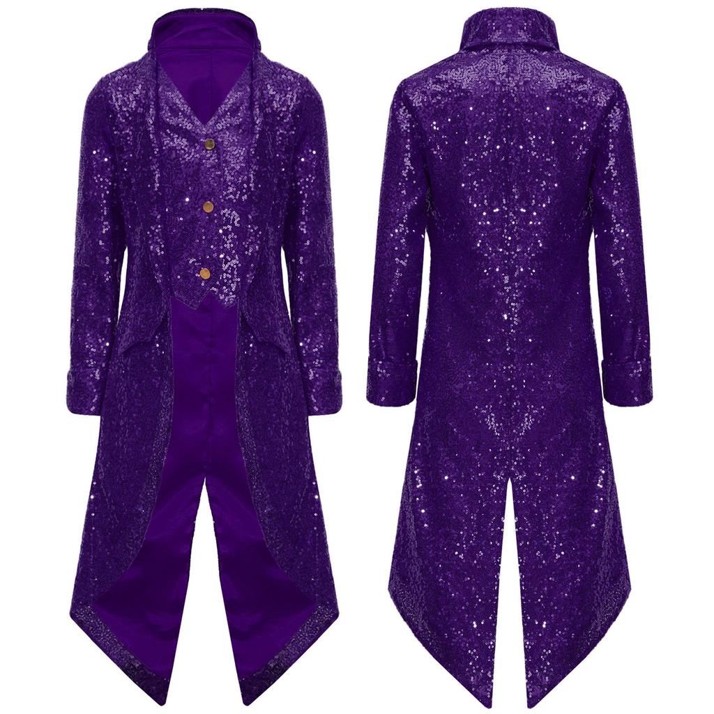 Chlapecký steampunkový frak gotický viktoriánský dlouhý kabát flitry bunda středověký halloweenský kostým frock coat outfit