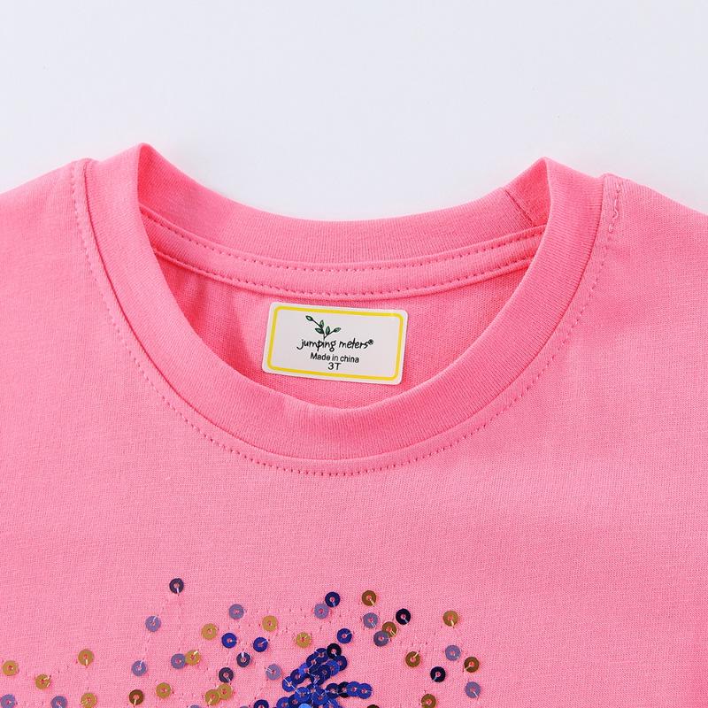 Girls' Embroidered Sequin Star Summer T-Shirt