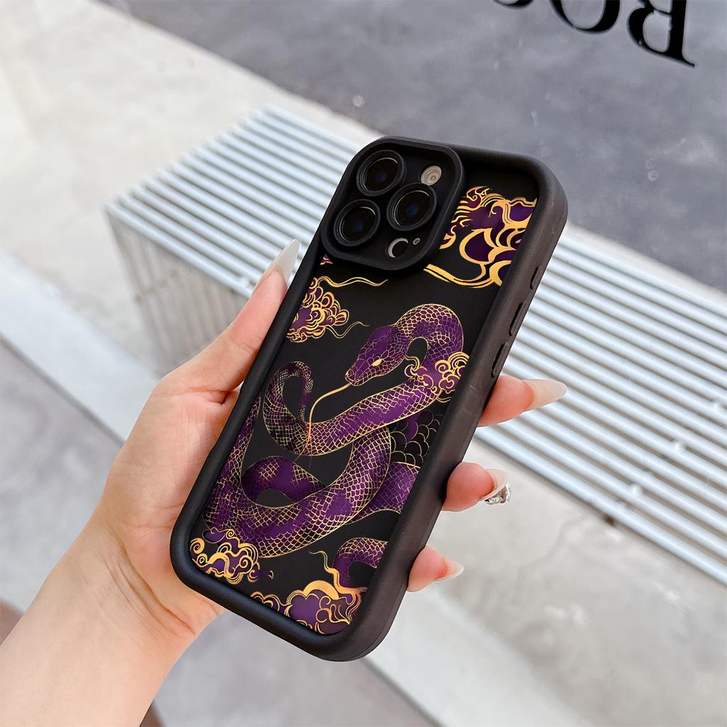 Purple Snake Pattern Soft TPU Phone Case for iPhone 17 Air 16 15 14 Pro Max Plus 13 12 Mini 8 7 X Xs Back Cover