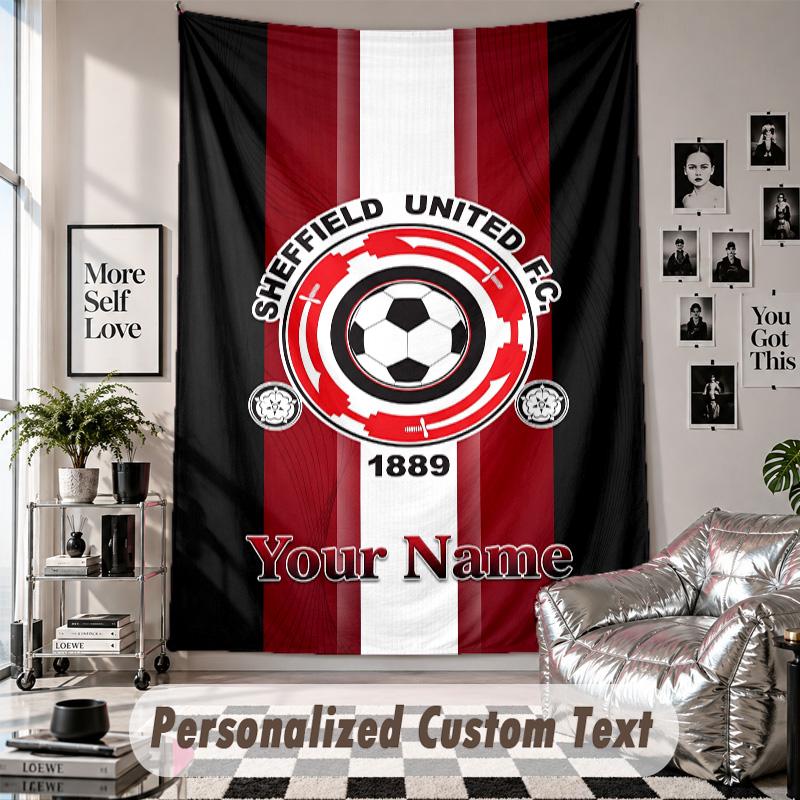 Wall Hanging Tapestry With Custom Name & Text, Sheffield United FC Decorative Tapestry For Bedroom