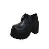 Fashion 10cm Thick Heel Waterproof Platform High Heels Female Spring /autumn Large Size Lace-up Single Shoes Men and Women The Same