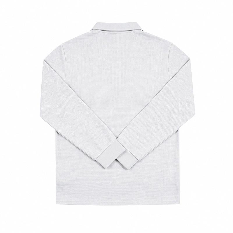 Men S Vintage Casual Waffle Knit Long Sleeve Polo Shirt