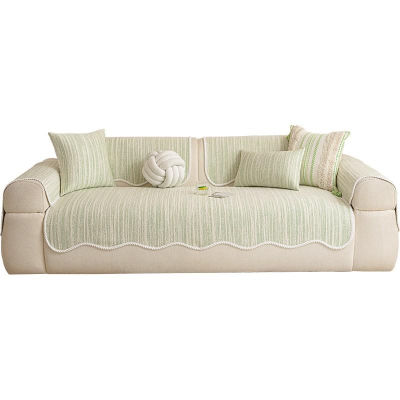 Cooling Ice Silk Sofa Cushion Non-Slip Cover Leather Sofas Solid Color