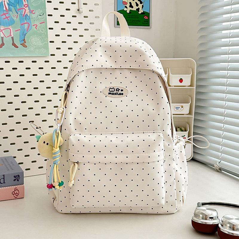 Schoolbag Women's New High-value Japanese Ins Fresh Candy Color Polka Dot Backpack Junior High School Students Lightweight Backpack
