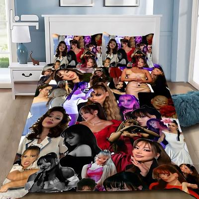 Set Biancheria da Letto Singer Pop A-Ayliva per Camera da Letto Morbido Moderno Copriletto Comodo Copripiumino per Bambini Coperta Trapuntata e Federa