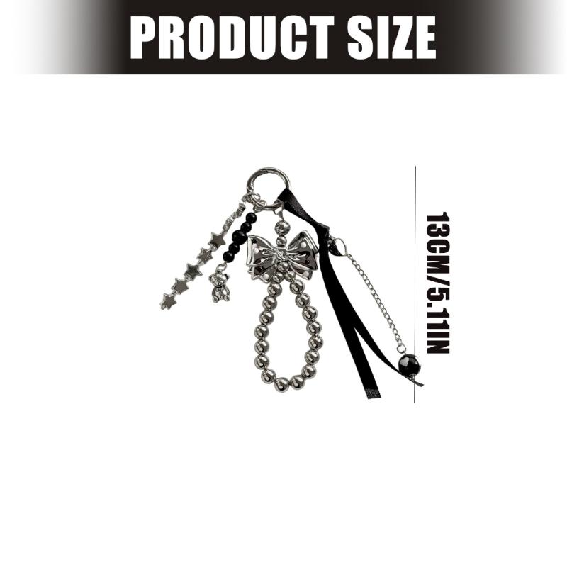 Ciondolo Fiocco di Perline per Borse Portachiavi e Bagagli Ornamento Esclusivo Coreano Nero Accessorio per Sacchetto Regalo