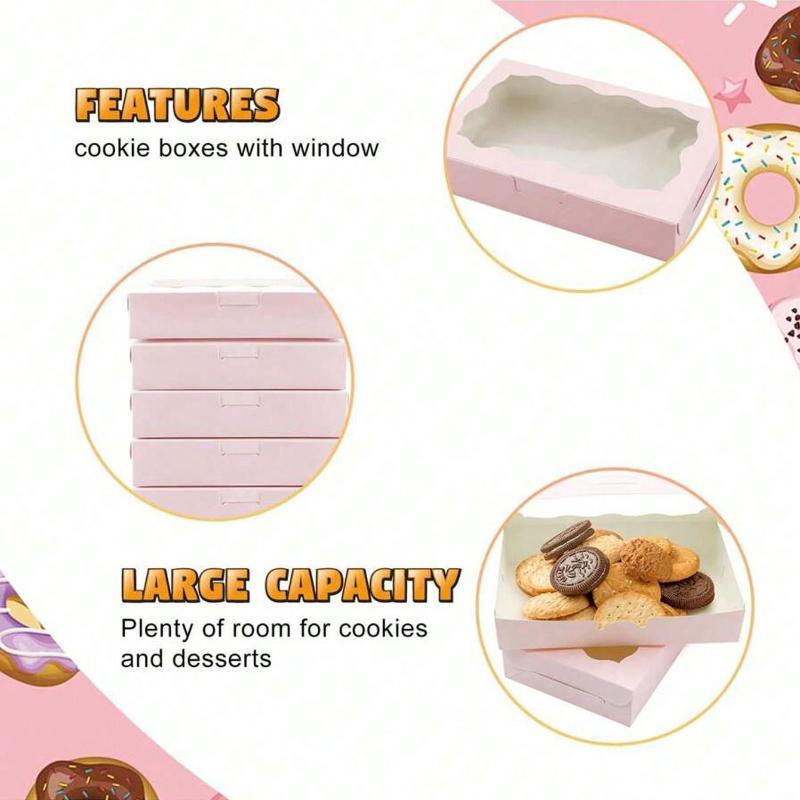 10Pcs Food Grade Kraft Paper Cake Boxes Rectangle Clear Open Window for Candy Wedding Favor Jewelry Packaging Party Supplies