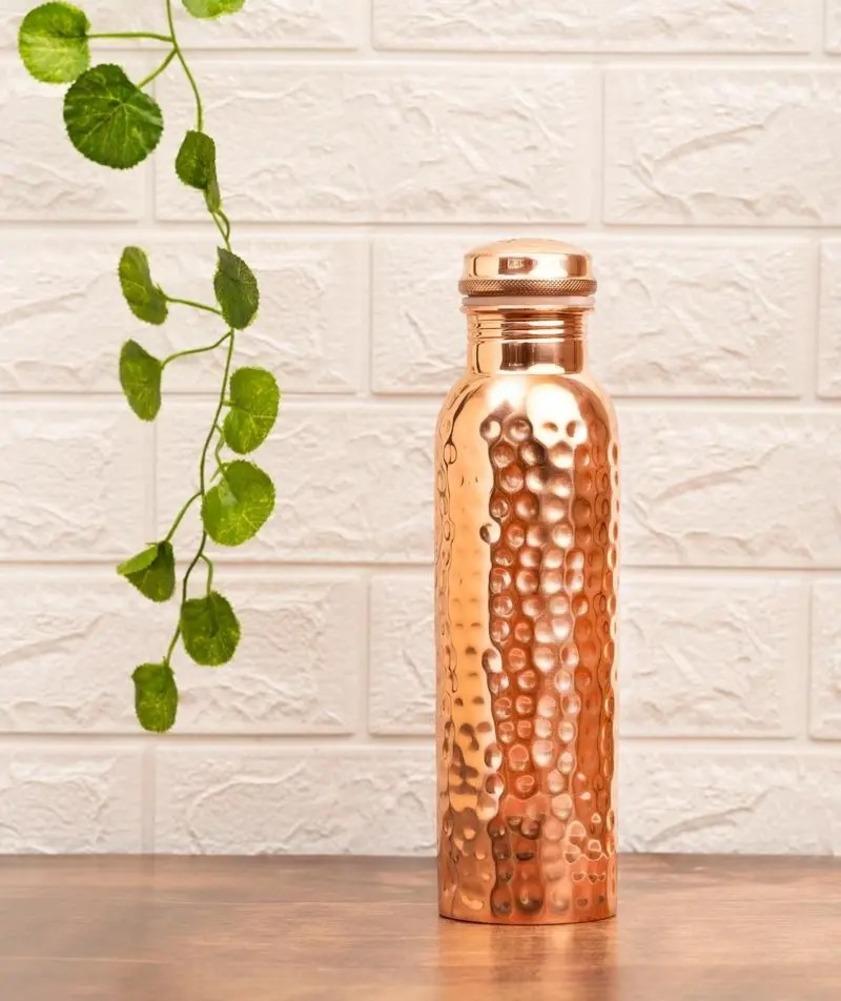 

Nirmal Ganga Hammered Copper Bottle 1L (Pack of 4) | Pure Copper Water Bottle | Handcrafted Leakproof Design