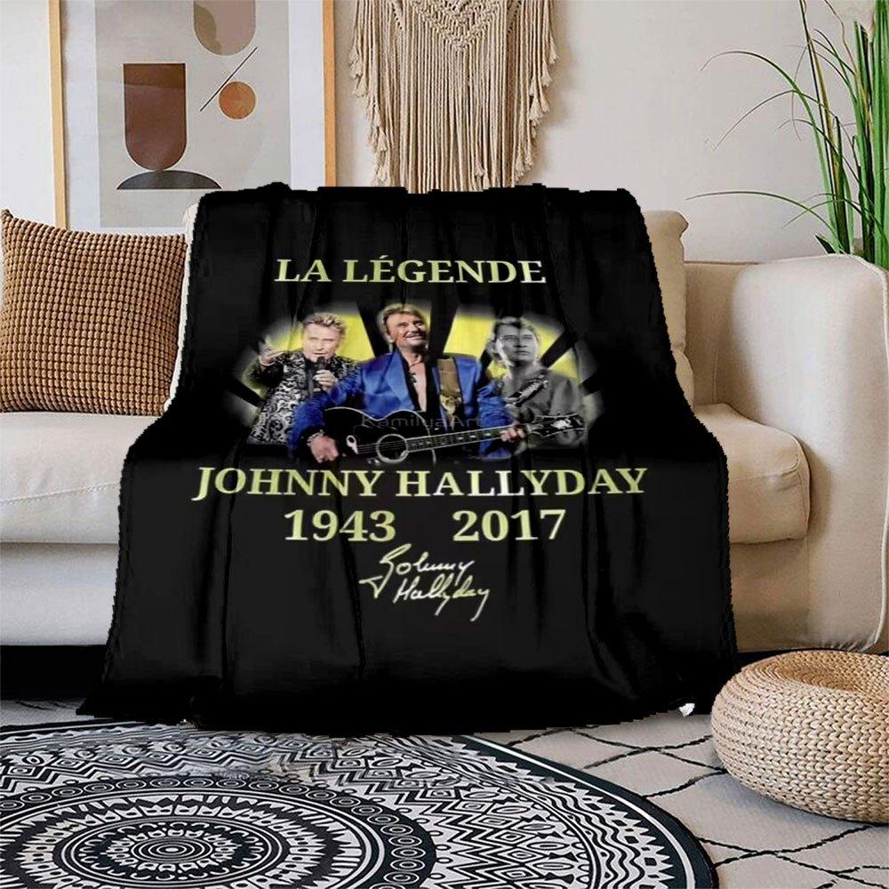 

Johnny Hallyday Legend T-ShirtBlanket Flannel Throw Blanket for Sofa, Bed, Travel, Camping, Office, Couch, Chair, And Bed Gift for Christmas 150x180cm