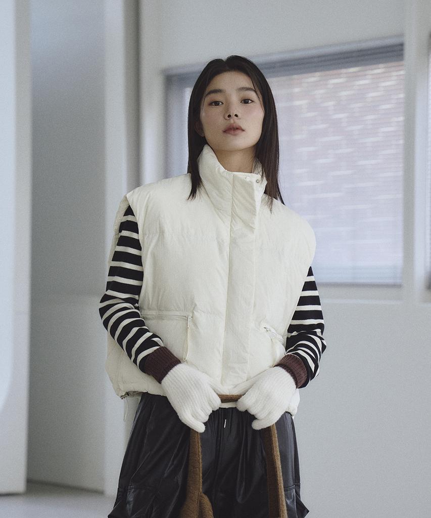 The Green Lab Semi-Overfit String Padded Vest [Ivory]