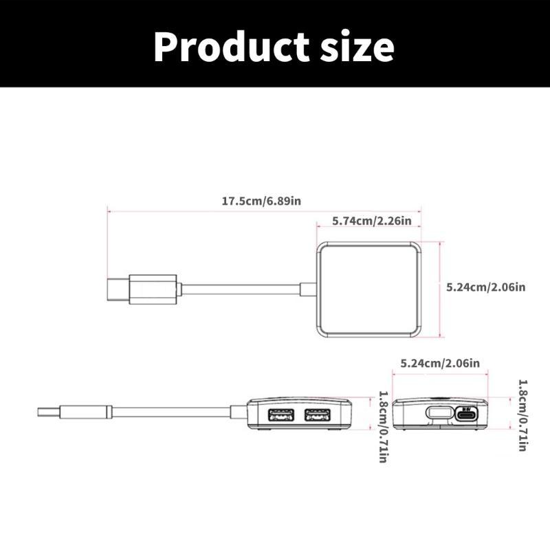 USB3.0 Hub 5Gbps Adapter Dock Expands Type C Power For RPi Board Type A Port to Four Port Enhances Connection