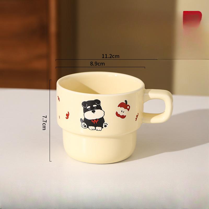 

Шнауцер Штабелируемая чашка Милая керамическая чашка Кофейная чашка Кружка высокой ценности Бытовая чашка для питья Чашка для завтрака 270ML