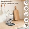 Kitchen Pot Lid Storage Rack Metal Double Layer Pot Lid Holder with Removable Drip Tray Pot and Pan Organizer Kitchen Accessory