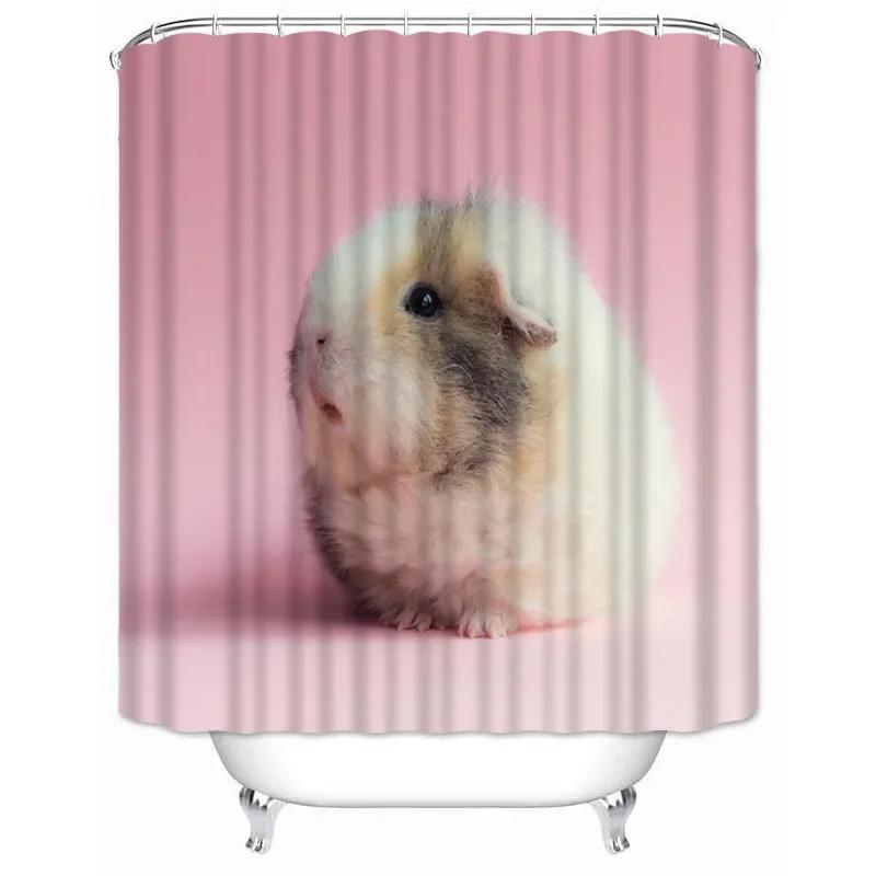 Custom High Quality Guinea Pig Shower Curtain Waterproof Bathroom Polyester Fabric Bathroom Curtain
