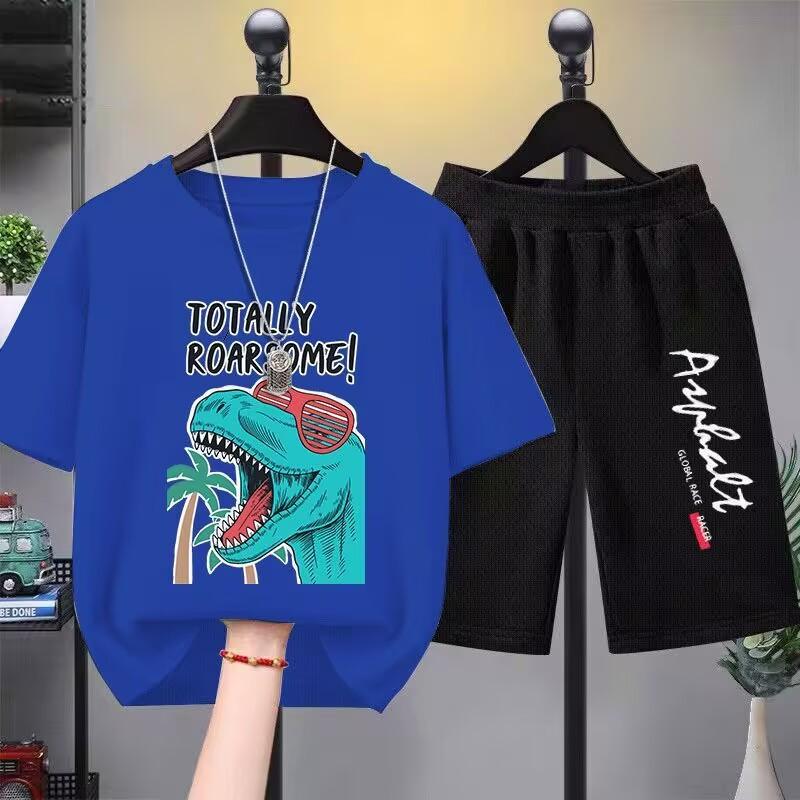 

Детский летний комплект с коротким рукавом с принтом + шорты, спортивный, прохладный, из двух предметов 110