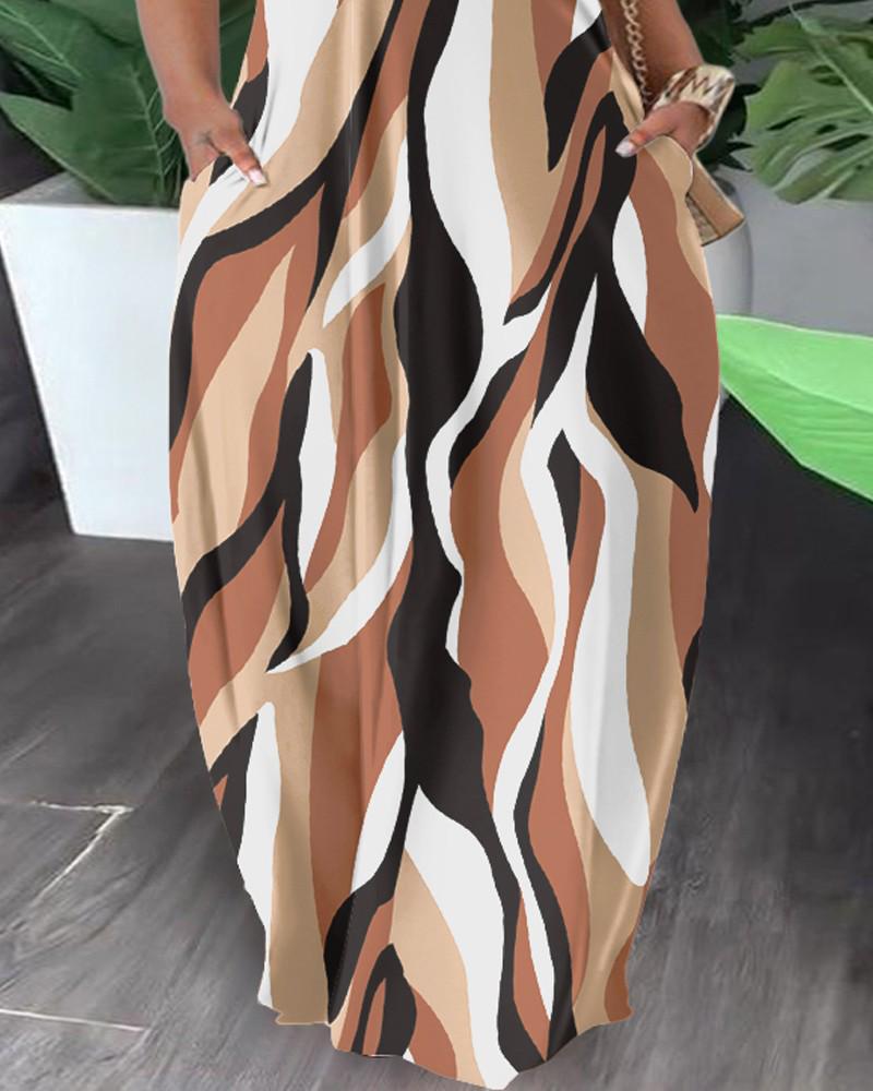 European & American Women's Casual Off-Shoulder Sexy Print Dress