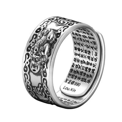 BAECYT Buddhistischer Schmuck Damen Herren Geschenk Kreativer Exquisiter Ring Dominanter Pixiu Amulett Reichtum Glück Verstellbare Ringe