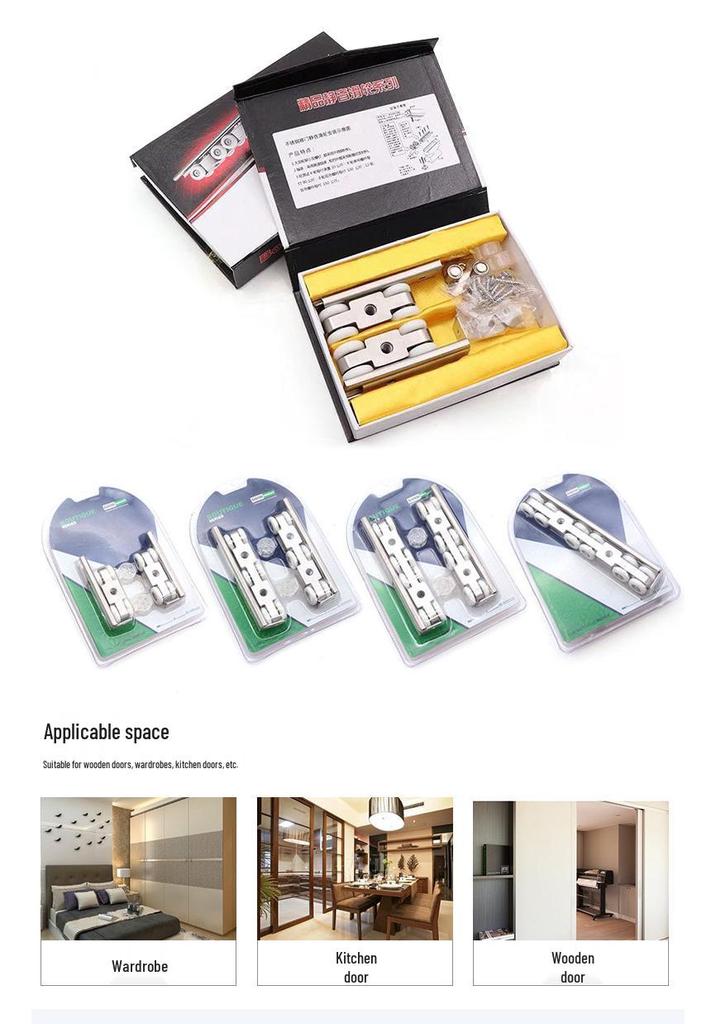 Sliding Door Silent 8-Wheel Stainless Steel Roller with Nylon Bearings for Furniture