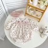 Sweet Floral Baby Girl Long Sleeve Bodysuit Cute Spring Romper For 100 Days Celebration