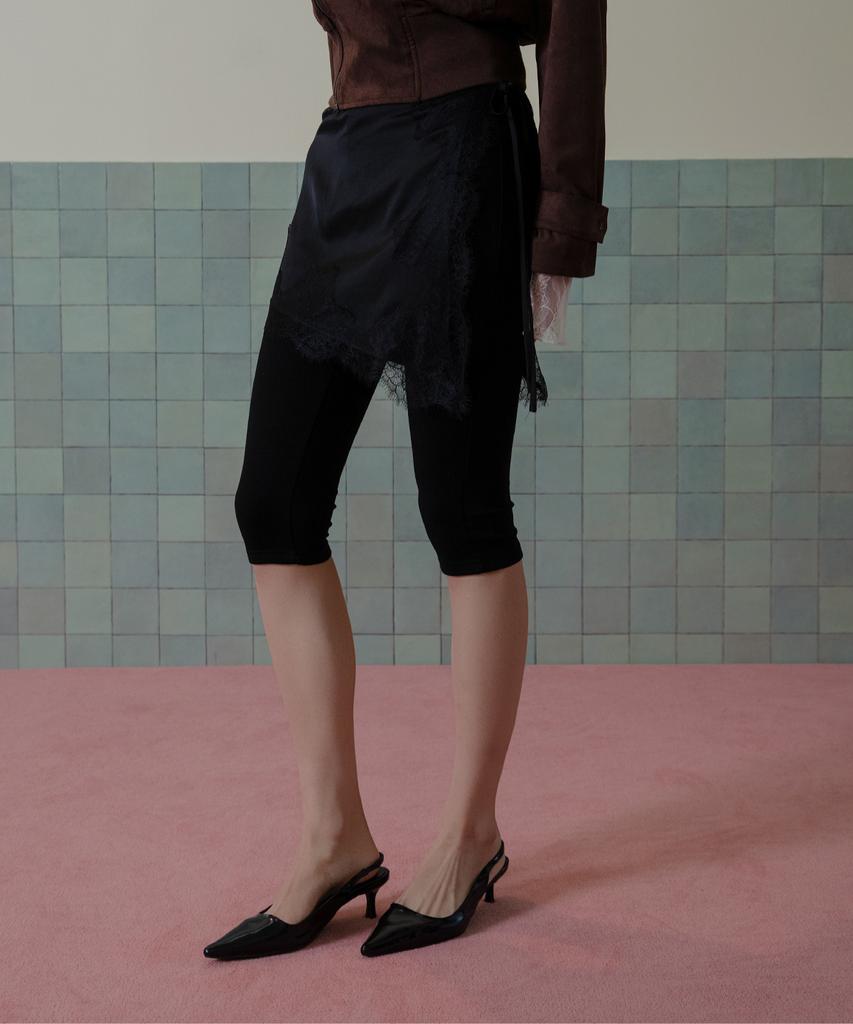 Fifth Ailius Satin Lace Waist Wrap Black