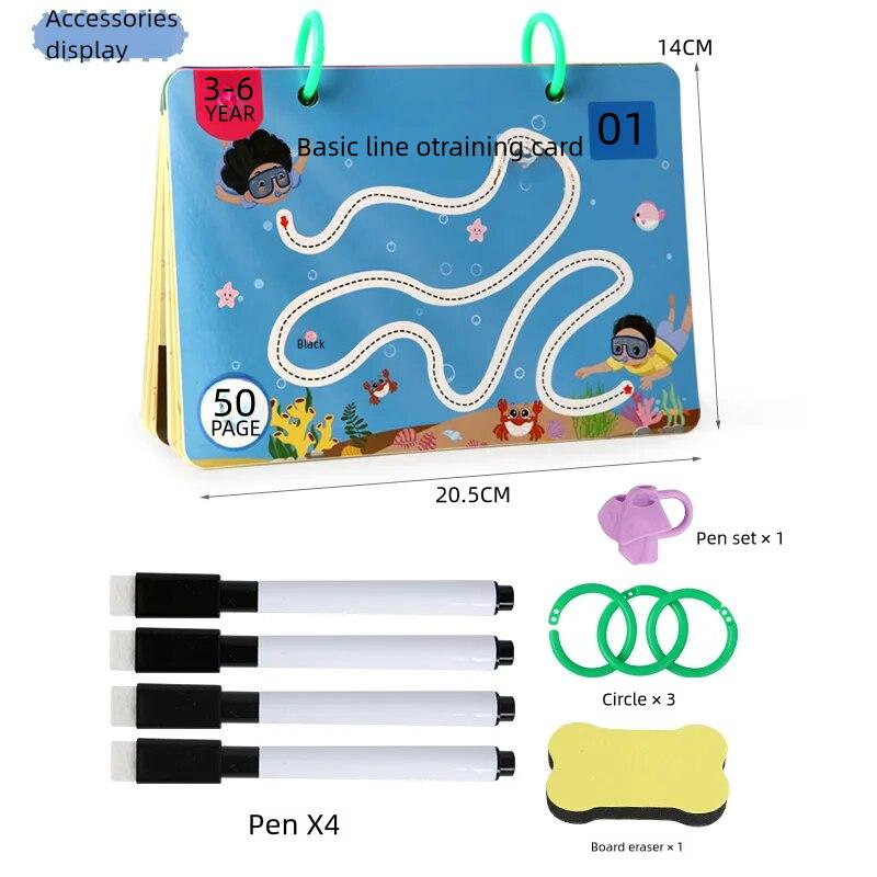 Montessori Magic Drawing Toy Set for Children Pen Control Training Color Shape Math Match Game Toddler Learning Educational Toys