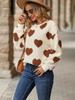 Trendy Women's Oversized Fleece Long Sleeve Crew Neck Sweatshirt with Heart Print - Autumn/Winter