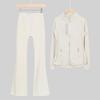 In Stock: Women's Gold Jacket & Flare Pants - High Stretch, Slimming Sports Yoga Set