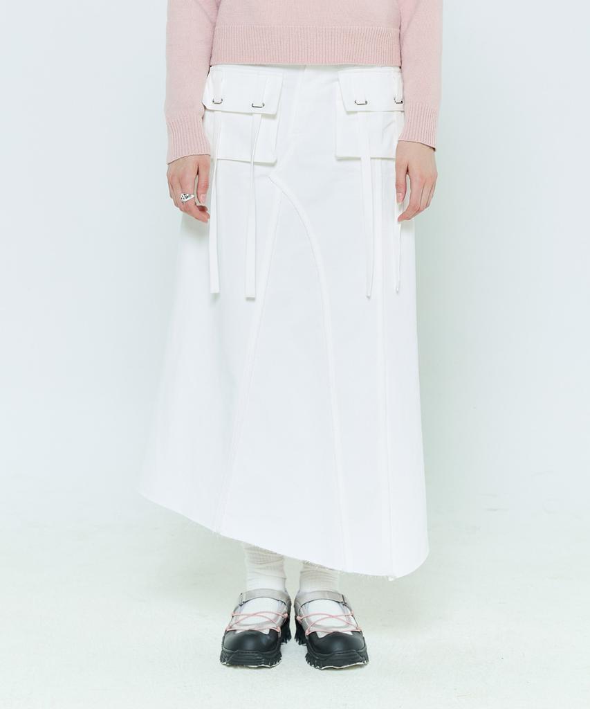LARTIGENT L6 Pocket Slit Skirt(White)