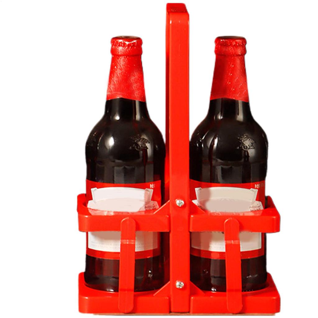 Portable Beer Rack Handheld Foldable Beer Basket Wine Carrier Beer Holder 2 Bottle Whiskey Beer Carrier for Camping Picnic BBQ