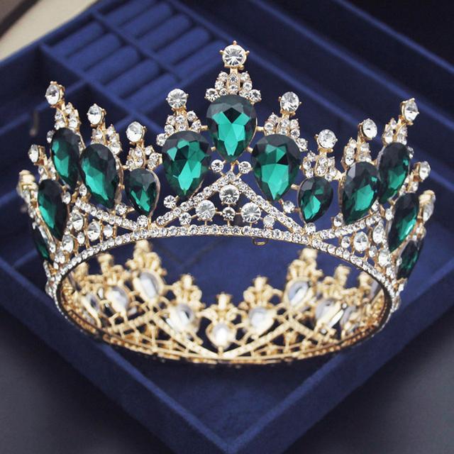 Baroque Water Drop Ab Crystal Wedding Crown Royal Queen Prom Bride Diadem Pageant Circle Tiaras Headdress Wedding Hair Jewelry