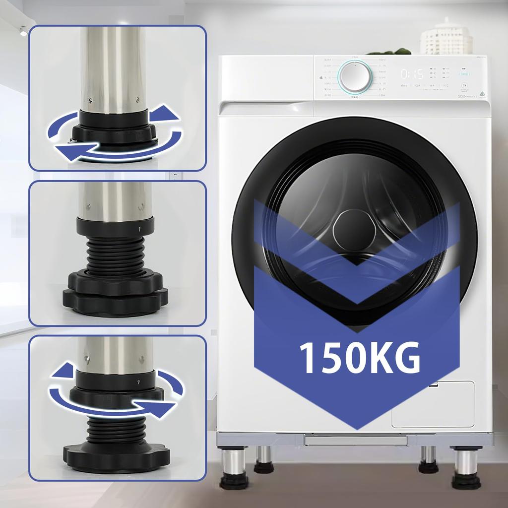 Washing Machine Washing Machine Height Adjustable Width Adjustable 150kg Weight Dryer Refrigerator Raises Waterproof Pan Stand, Raiser, 13-16cm,