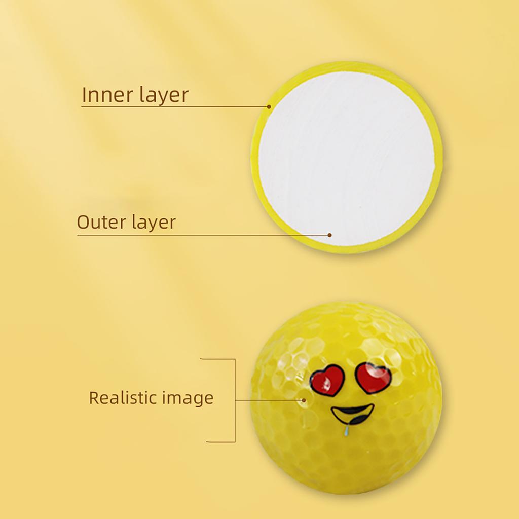 6Pcs Emotion Face Golf Balls Yellow Rubber Golf Practice Balls Sports Stress Balls for Kids Men Women School Reward