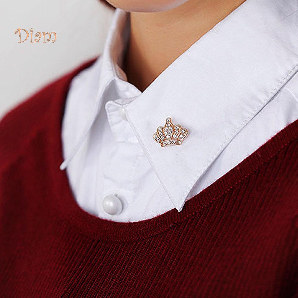 Bijoux diamantés, couronne Chic, pierres de cristal, broche, chemise, col de veste pour femmes