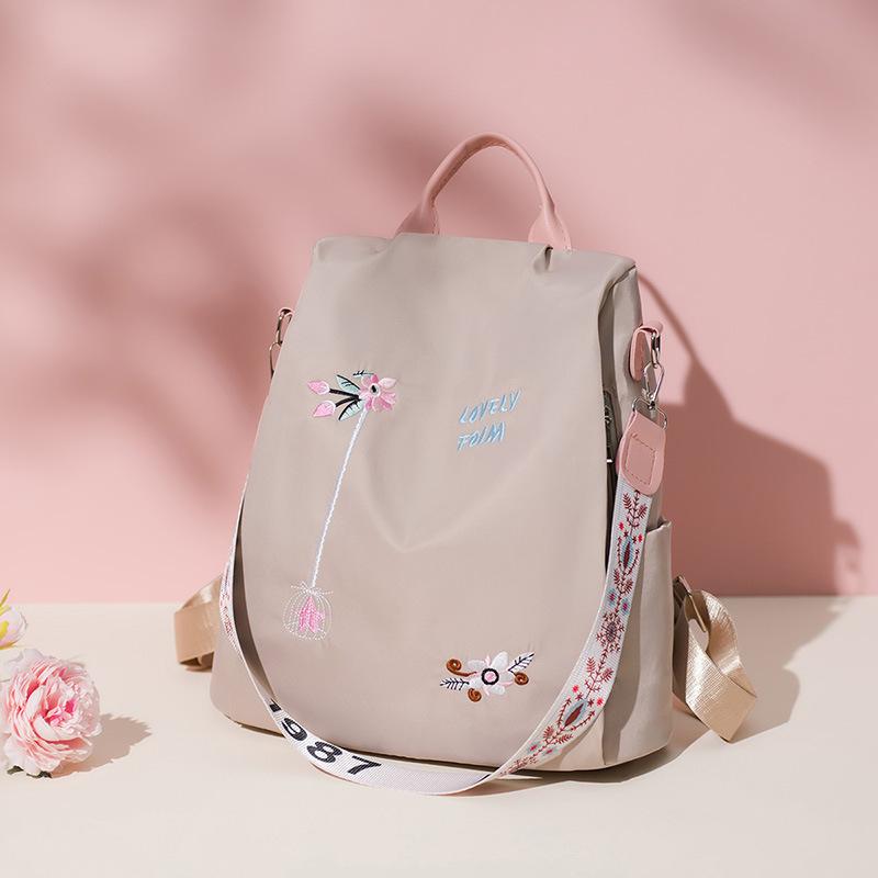 Oxford Women Backpack Fashion Casual Embroidery School Bag Water-Repellent Female Large Capacity Travel Shoulder Handbags