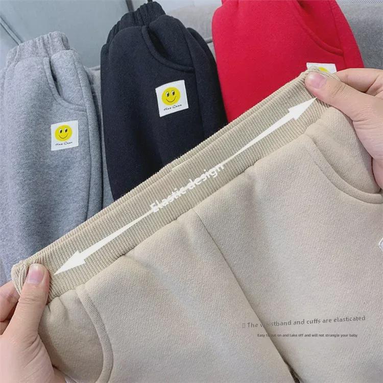 Kids' Winter Lambskin Fleece Pants: Thick, Warm Casual Sportswear for Boys & Girls