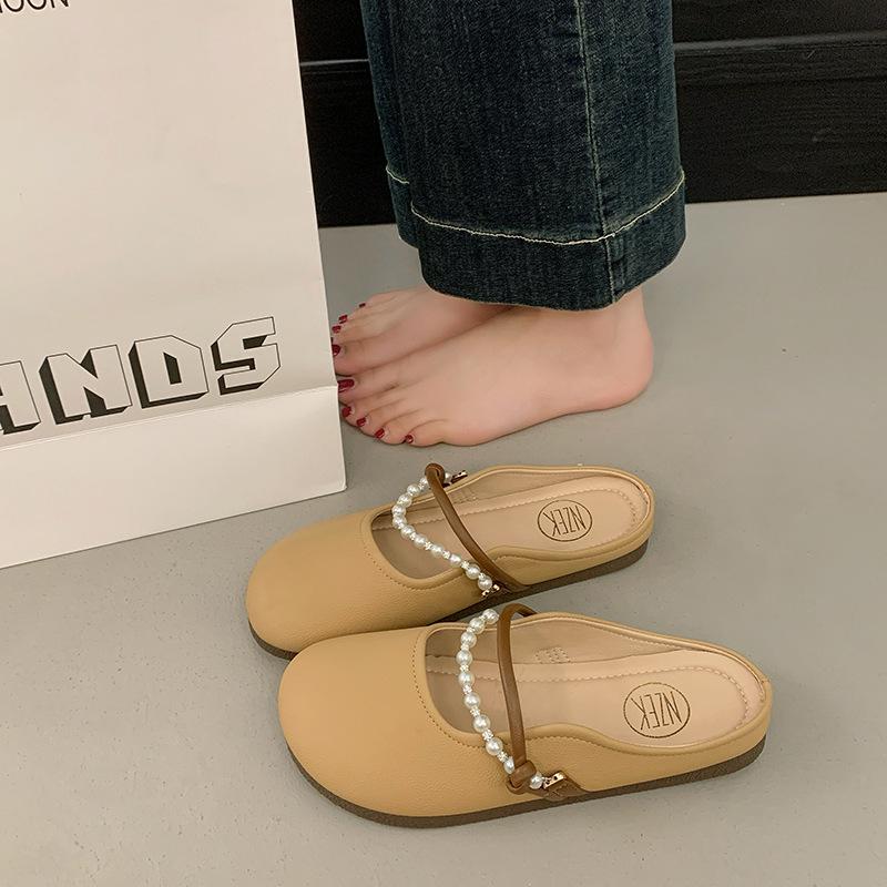 

Flat-bottomed slippers women s summer outer wear new fashion buckle casual one-word drag seaside beach cool slippers 35 хаки