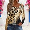 Women Plus Size Asymmetric Cutout Neck Cold Shoulder Long Sleeve Printed Fitted Blouse