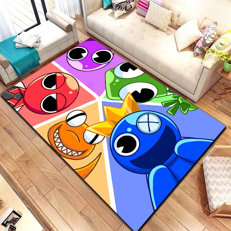 R Rainbows Friends Spielcharakter Druck Teppich rutschfest weich Boden Teppich Spielzimmer Schlafzimmer Geschenk Innen Wohnkultur
