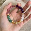 Couple Healing Crystal Beaded Bracelet Natural Stone Buddha Charm Elastic Rope Jewelry for Men Women