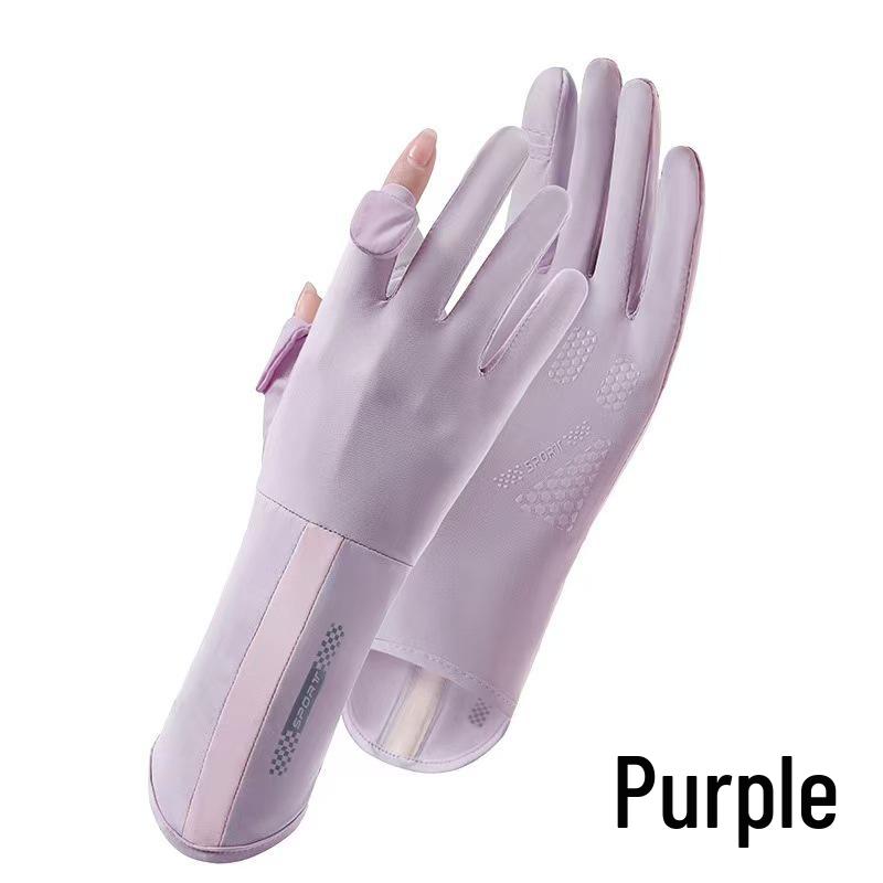Ice Silk Sun Protection Gloves for Women: Non-Slip, Breathable, Wear-Resistant, Long Style for Cycling and Driving