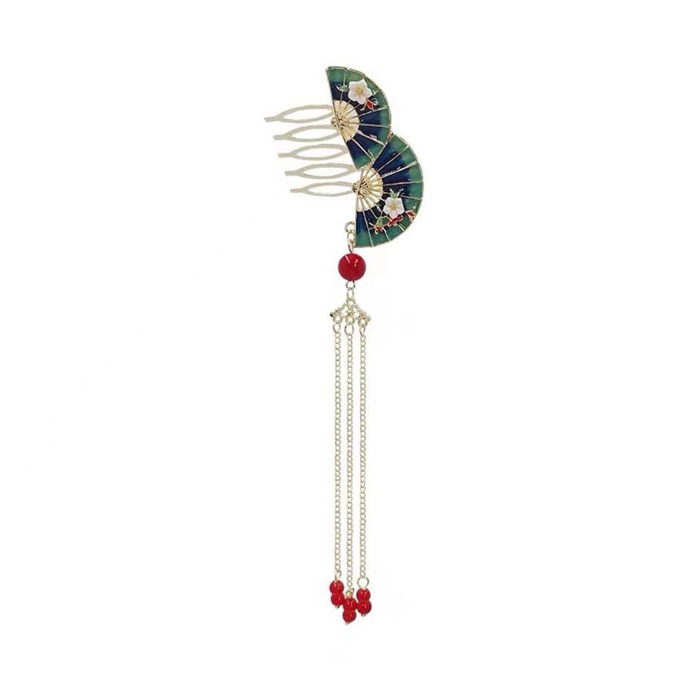 Bun Chignon Decorative Tassel Fan Hair Comb Fan Shape Hairpins Hair Accessories Lady Barrettes