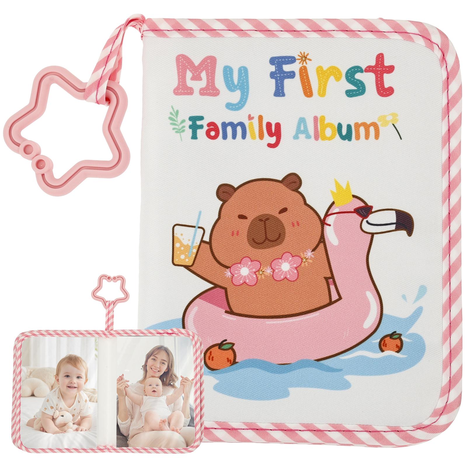 

Baby Photo Album My First Family Album with Soft Cloth Cover and Baby Safe Mirror 17Pcs 16.5x11.2cm Pictures for Newborn and Kid рожевий