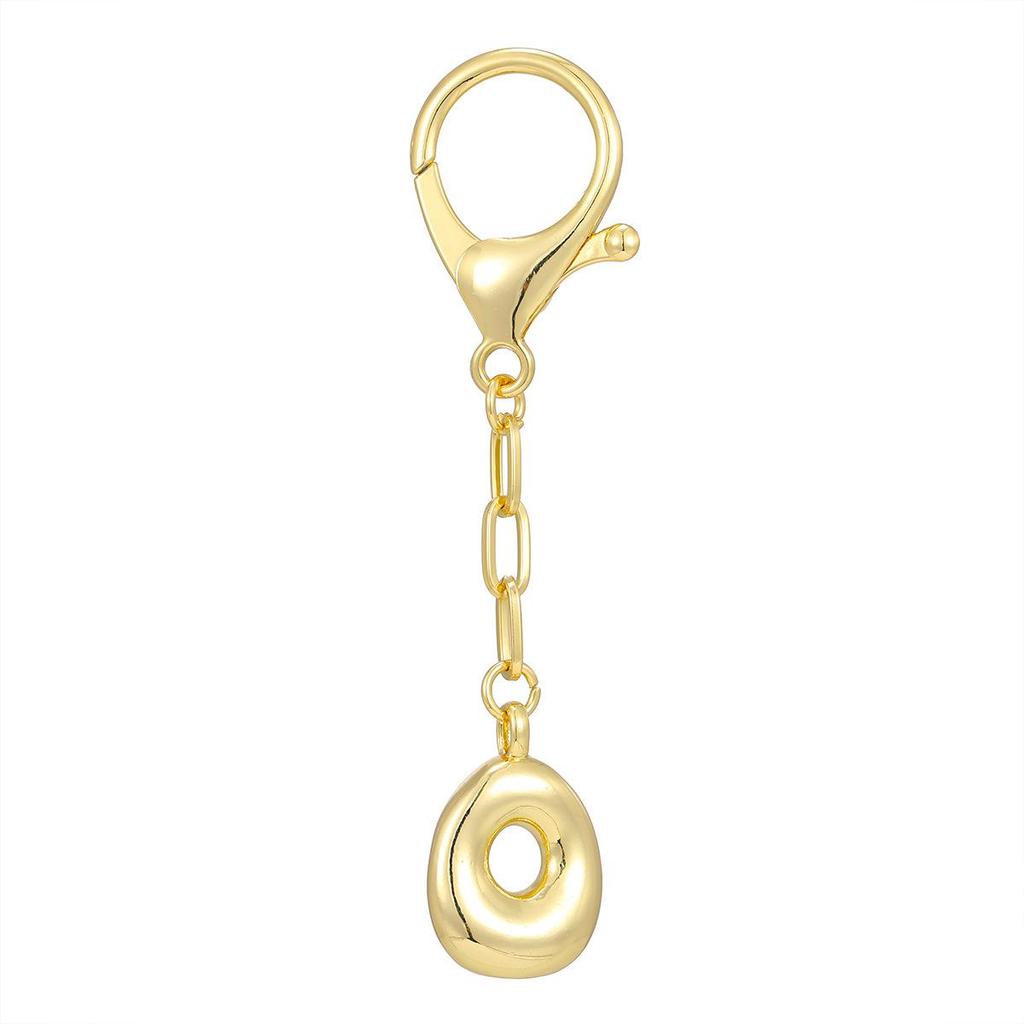 18K Gold Bubble Initial Pendant Keychain