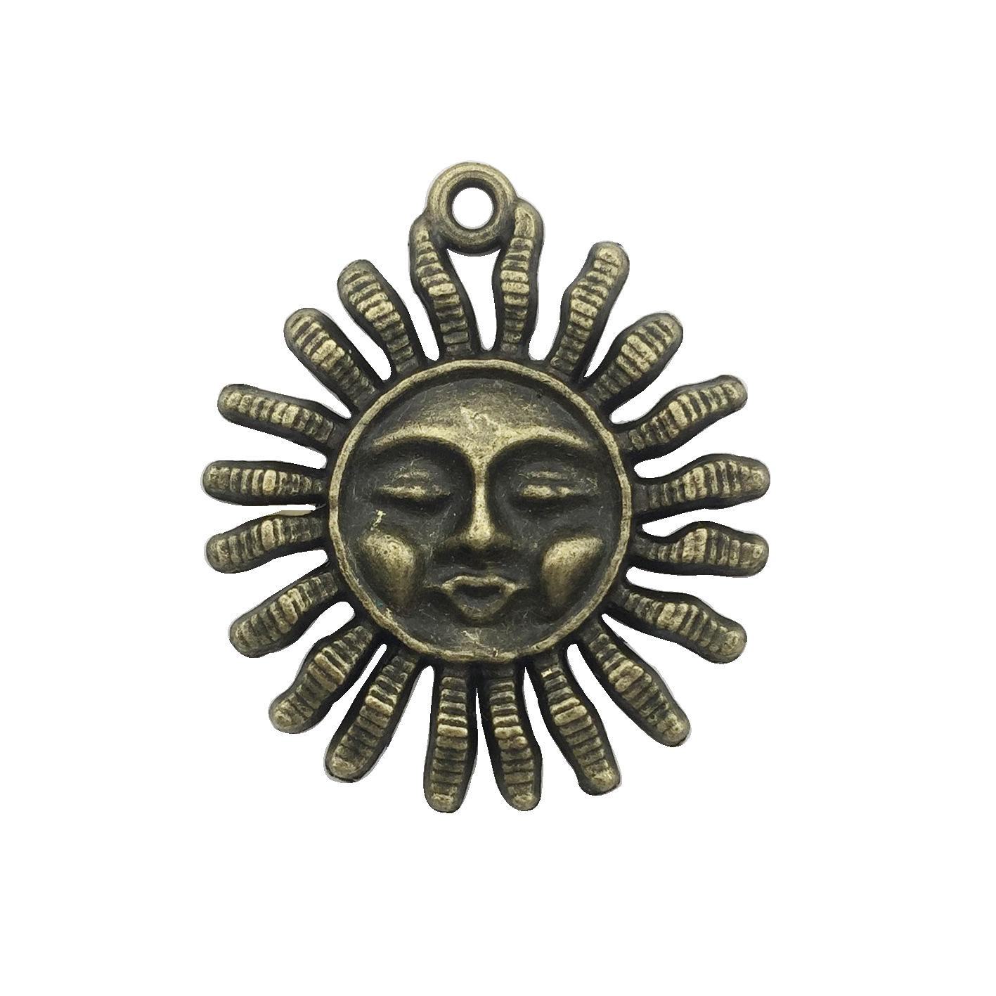 

DIY ретро-сплавные ювелирные аксессуары - старинное серебряное ожерелье и браслет с подвеской в виде солнца и луны Sun 1459 30x34mm 4.9g